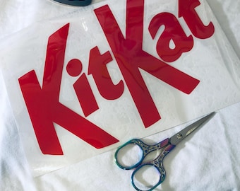 Iron on / HTV: Candy Inspired Logo Iron On Decal / KitK/ Tshirt Design / DIY Projects (1 Iron On) Costume Idea