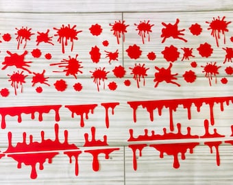 Vinyl Decal: Sheet of Splatter & Drips / Blood/ Splats / Dripping Design / Halloween Vinyl Decals / Mixed Sizes