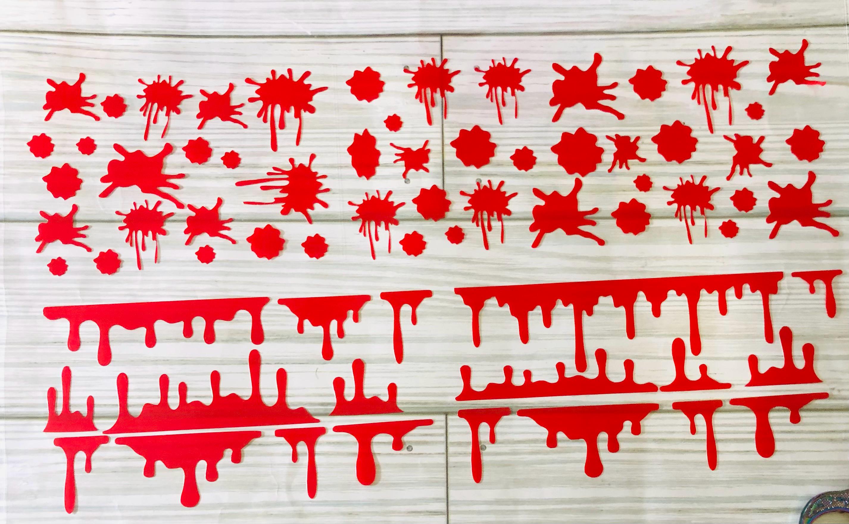 Blood Splat Sticker Vinyl Decal: Sheet of Splatter & Drips / Blood/ Splats / Dripping ...