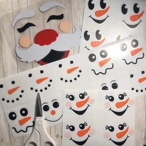 Vinyl Decal: Craft Bundle Set of Winter Snowman /Women / Santa - Snowman/Santa Face/ Snow lady - Christmas - Classroom / Tumbler