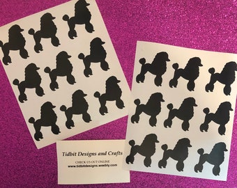 Vinyl Decal: Sheet of Poodle Silhouette Sticker / Decal /Doll Accessories/  Poodle /  D.I.Y Project / Set of 9