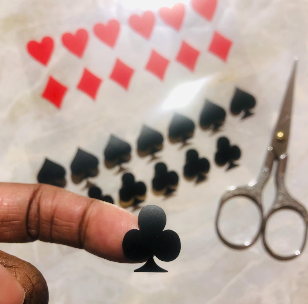 Vinyl Decal: Sheet of 24 Playing Card Suits Decals- Hearts, Diamonds ...