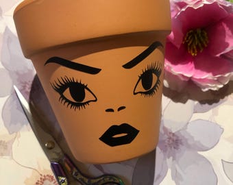 Vinyl Decal: Flower Pot Face (Design CP05A) / Fishbowl DIY / Clay / Flower Pot DIY / Clay Pot Decorations