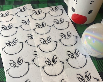 Vinyl Decal: Sheet of Christmas Character / Bah Hum Bug Themed Inspired Vinyl Decals / D.I.Y Projects/ Christmas Ornaments (Black)