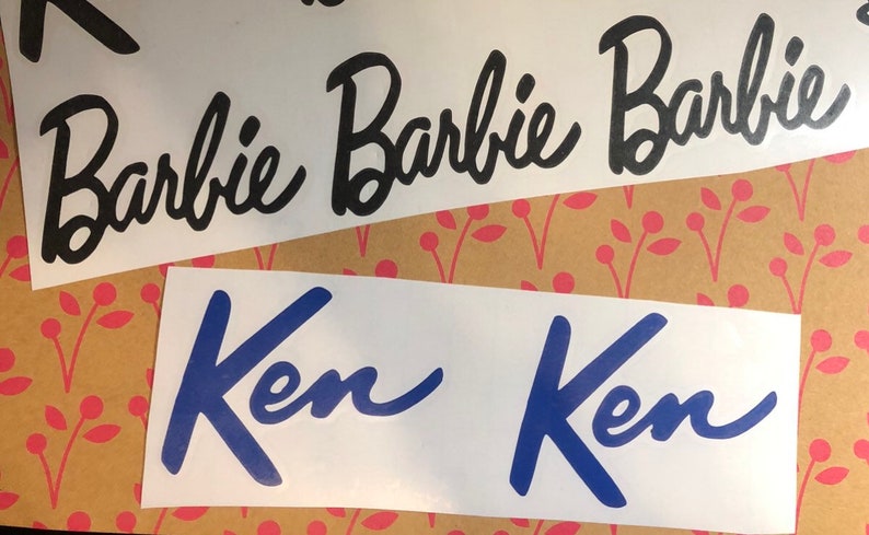Sheet of 6 Barbie & Ken or Your Name Personalized Vinyl Decal D.I.Y Project 6 Decals