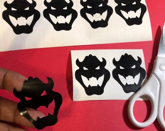 Vinyl Decal: Set of 6 Bowser Vinyl Decals (1.50"W) D.I.Y Project/ Party Favor / Goody Bag Decal