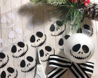 Vinyl Decal: Set of 10 Ornament Size Mr. Nightmare Face / Jack Vinyl Decal/ D.I.Y Project (1.75"W)