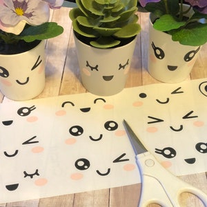 Vinyl Decal: Sheet of 12 (2.25") Kawaii Face Vinyl Decals / D.I.Y Craft Projects