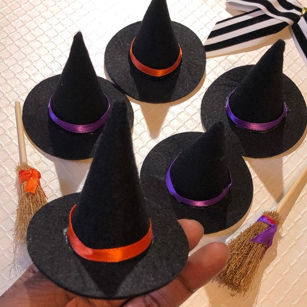 Mini Felt Witch Hats Halloween Craft / DIY Project / Ornaments/ Dolls/ Wine Bottle / Much More