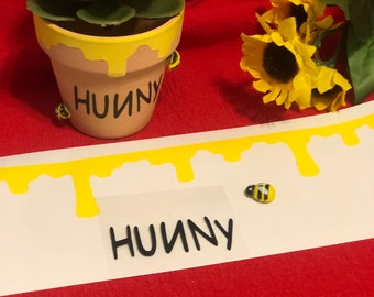 Vinyl Decal: Hunny + Dripping Honey Decals and Bee Set / Flower Pot Decals / DIY project