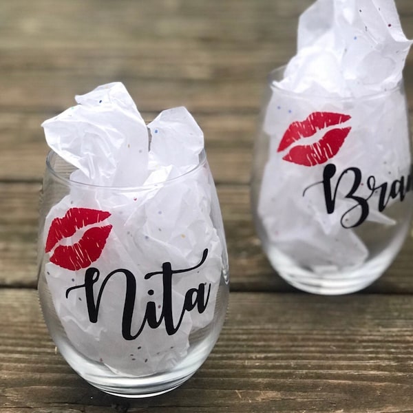 Stemless Glass Decal Etsy