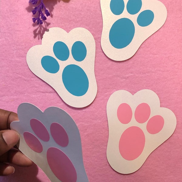 Cardstock Cutouts: Shimmery Bunny Feet Vinyl Decal / Easter Craft / Easter Bunny - DIY Project