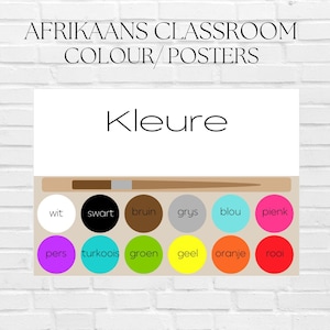Afrikaans | Farbposter | Kleure | Klassenzimmer Dekor | Farben lernen | Afrikaans lernen | Kunstkurs | Kuns | Skool | onderwys Hulpbronne|