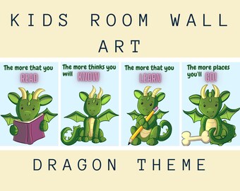 Kids Room | Wall Art | Little Dragons Theme | Inspirational Quote | Dr. Seuss | Nursery | Playroom | Kids | Learning Fun | Boys and Girls