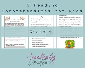 Pack of 3 Reading Comprehensions | Grade 1 worksheets | Literacy | Teaching Resources | School Work for Children | Foundation Phase