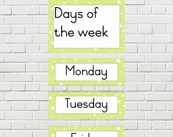 Days of the week | Classroom Resource | Classroom Posters | Green Star Border | Pre-school | Foundation Phase | Teachers Resources | Learn |