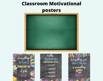 Set of 3 |Classroom Motivational Posters | A3 | Digital Download | Teacher Resources | Make Learning Fun | School | Kids | Blackboard|