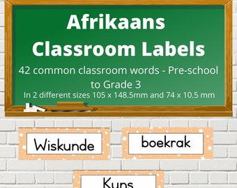 Afrikaans | Classroom Labels | Star Border | Foundation Phase | Subjects | Incidental Reading  | School Words | Resources | Pre- school |