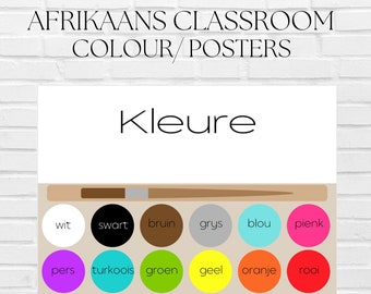 Afrikaans | Colour poster | Kleure | Classroom Decor | Learn Colours | Learn Afrikaans | Art Class | Kuns | Skool | onderwys Hulpbronne|