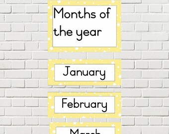 Months of the year | Classroom Resource | Yellow Star Border | Pre-school | Foundation Phase | Teachers Resources | Learn | posters | school