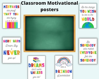 Set of 6 | Classroom Motivational Posters | A4 | Digital Download | Colourful | Teacher Resources | Make Learning Fun | School | Kids |