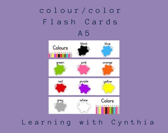 Set of 13 | A 5 | Flash Cards | Colour | Color | Classroom | Paint Splatter | Pencils | Teacher Resource | Learning is fun | Wall Poster |
