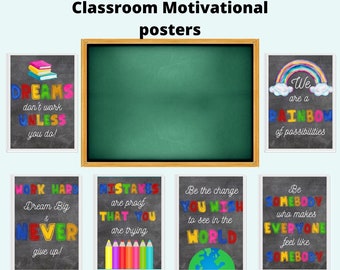 Set of 6 | Classroom Motivational Posters | A4 | Digital Download | Blackboard | Teacher Resources | Make Learning Fun | School | Kids |