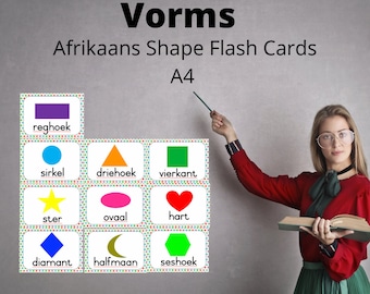Printable | Shape | Flash Cards | Afrikaans | Vorms | School | Pre-School | Wall art | Leer jou vorms | Learn your Shapes | teacher resource