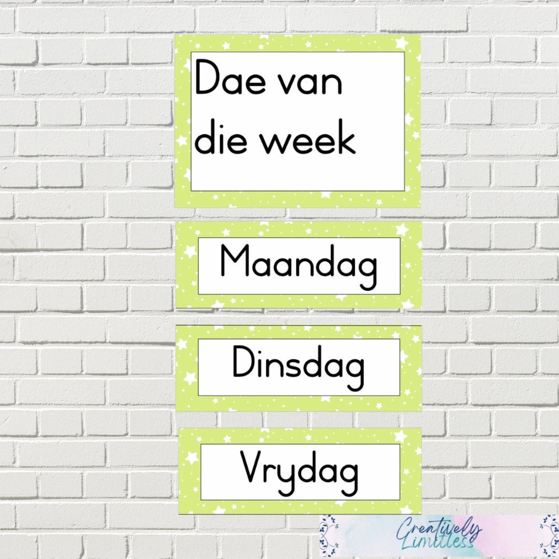 Afrikaans days of the week dae van die week classroom etsy finland