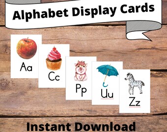 A -Z | Alphabet | Display Cards | A5 | Digital Download | Watercolour | Classroom Resource | Nursery School | Teachers Resource | Learning