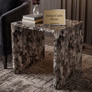 Authentic Smoky Quartz Waterfall Coffee Table Luxury Sofa Side Patio Accent Furniture