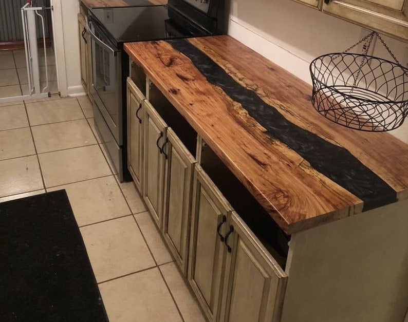 Epoxy Countertop , Custom Wood Epoxy Dining Table, River Epoxy Table