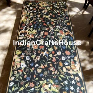 Marble Inlaid Tabletop with Semi-Precious Pietra Dura Work - Unique Rectangular Pietradura Inlay Tabletop