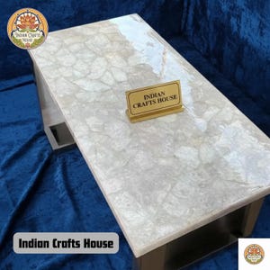 Serene White Quartz Counter Table Top Natural stones Home Office Interior Design