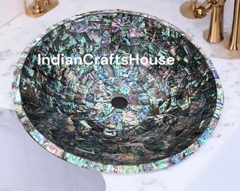 Marble PauaShell Wash Basin / Counter Top Sink / Round Random Work Wash Basin Kitchen & bathroom Sink