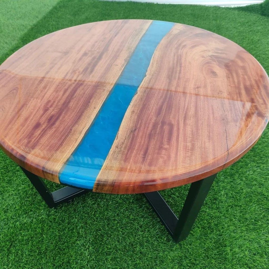 Epoxy Wooden Dining Table Top / Round Epoxy Table Top Custom Made Home