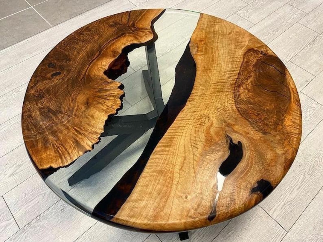 Epoxy Wooden Coffee Table Top / Round Epoxy Table Top Custom Made Home