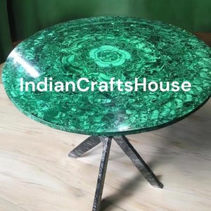 Malachite Stone Table Top Home Decor/ Malachite Coffee Tabletop, Gemstones Table top