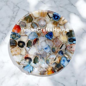 Mix Agate Natural Stones Wash Basin / Counter Top Sink / Round Wash Basin Decor