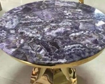 Amethyst Center Coffee Table Top / Amethyst Stones Table Top / Table Top hecho a mano Diseño de interiores para el hogar