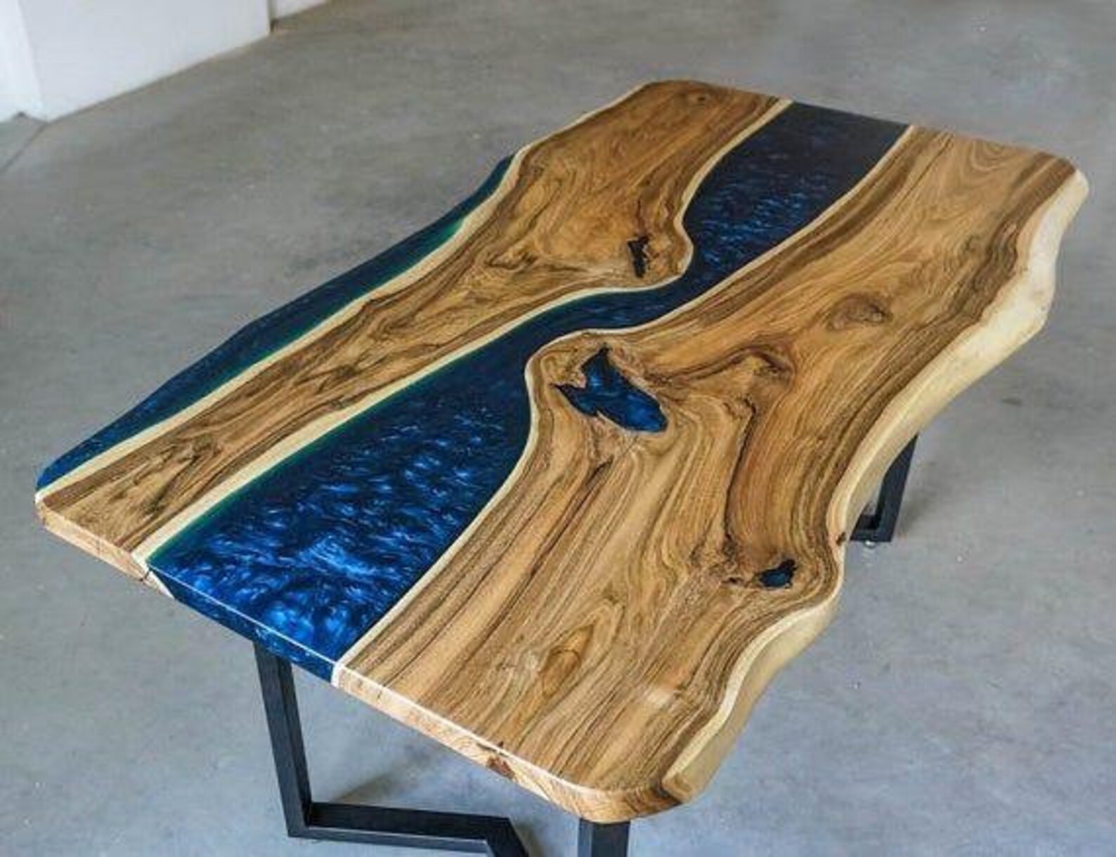 Epoxy Resin Table Top, Live Edge Dining Epoxy Table Top, Epoxy Wood