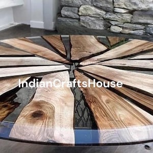 Epoxy Tischplatte Fluss Stil Holz Harz Schreibtisch, handgefertigte moderne rustikale Möbel, langlebige glänzende Oberfläche, kundenspezifische Größe verfügbar