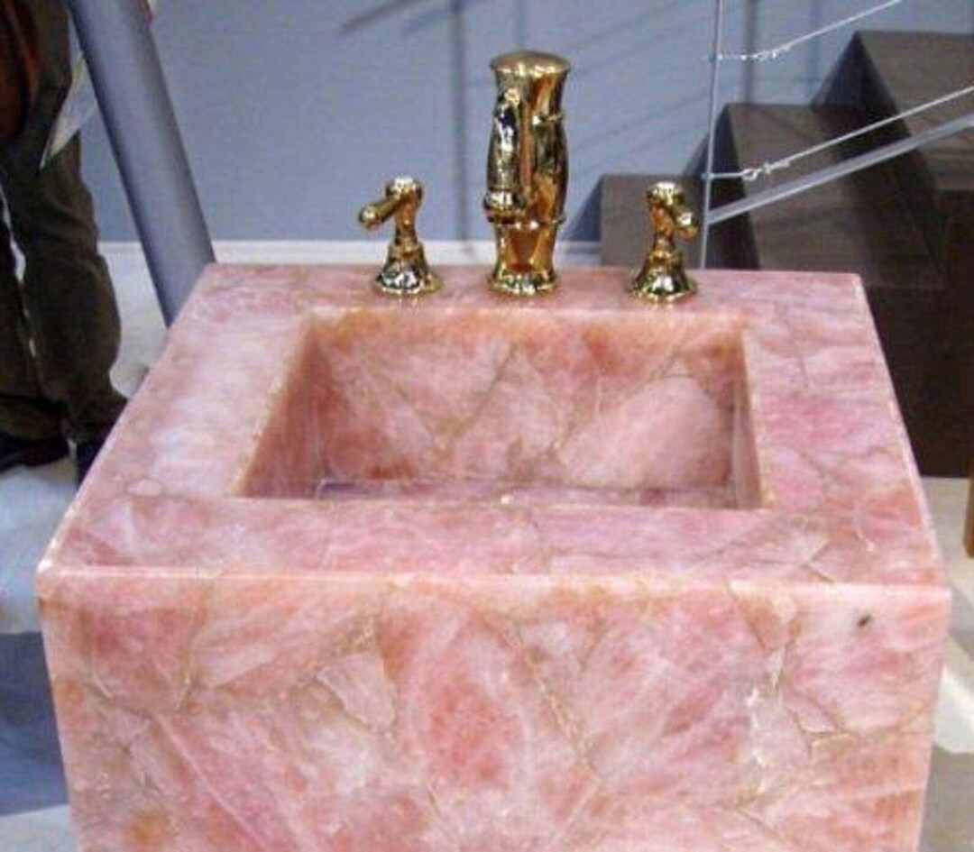 Rose Quartz Wash Basin / Quartz Bathroom Sink / Rose Quartz Stones