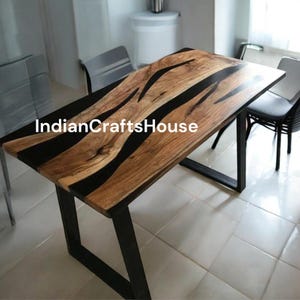 Epoxy Center Table Top / Wooden Epoxy Dining Table Top / wooden Epoxy Office table top With Legs / Base