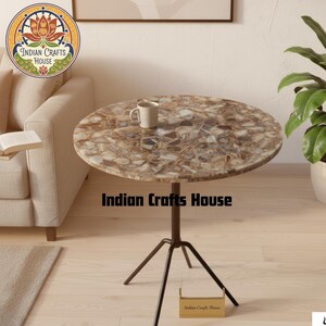 Round Agate Table, Agate Stone Table, Natural Agate Side Table Top