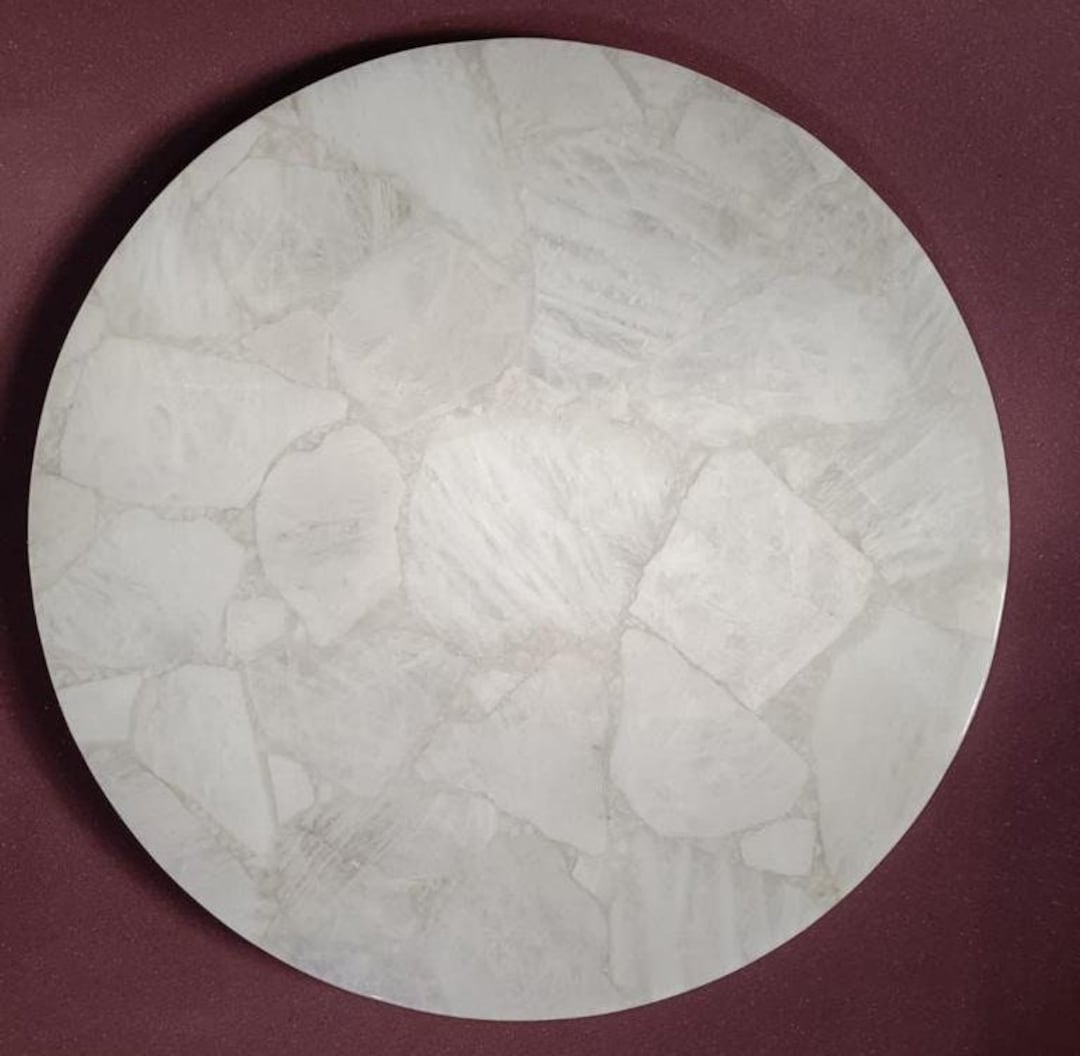 White Round Quartz Table Top, Quartz Stone Dining Table, Natural White