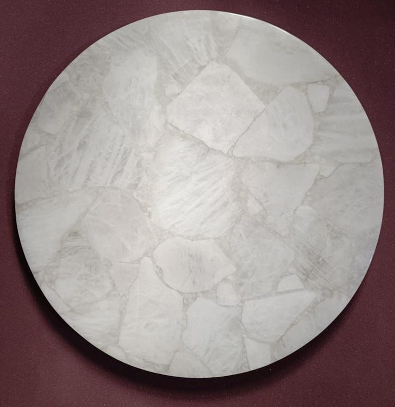White Round Quartz Table Top Quartz Stone Dining Table Etsy