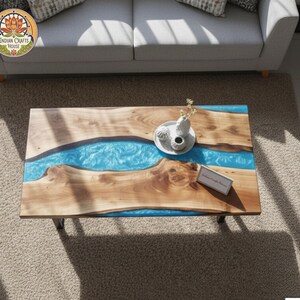 One of a Kind Blue River Epoxy Resin Table top / Coffee Table Top / Home decor Epoxy Table Top / Interior Table Tops