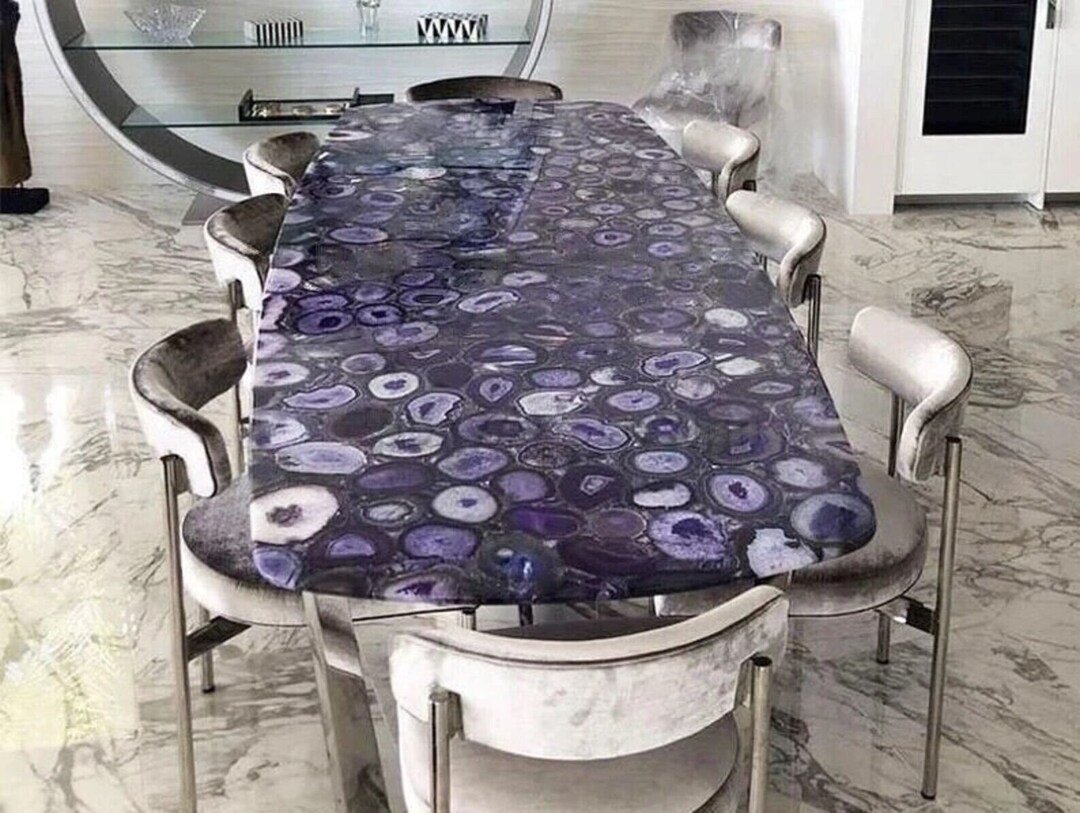 Purple Agate Dining Table Top / Agate Stones Conference Table Top