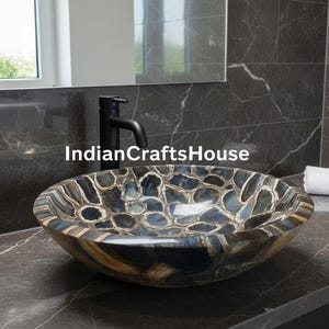 Agate Wash Basin / Counter Top Sink / Round Agate Stone Wash Basin Kitchen & bathroom Sink Home Decor